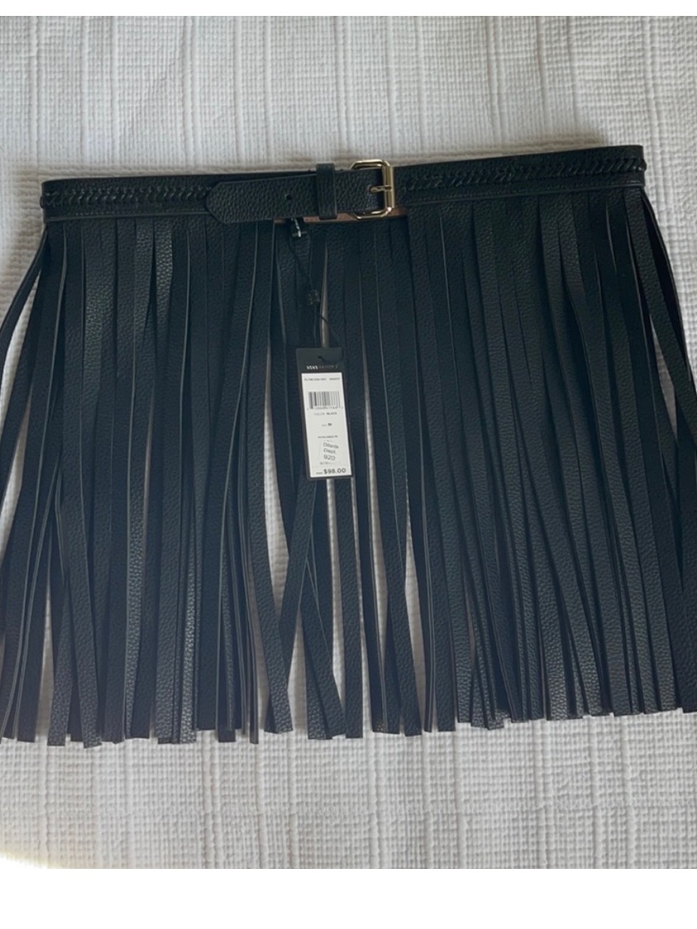 BCBGMaxAzria Black Fringe Belt Skirt